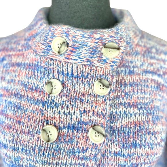 French Connection Wool Angora Blend Double Breasted Wrap Mock Neck Sweater Sz L - Picture 2 of 6